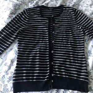 Black and white striped cardigan